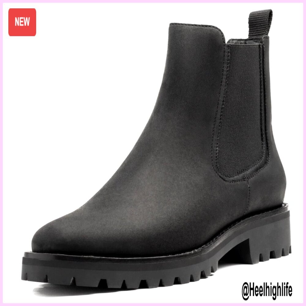 Women's Leather Chelsea Boots, Rugged Slip-On Ankle Boots, Durable